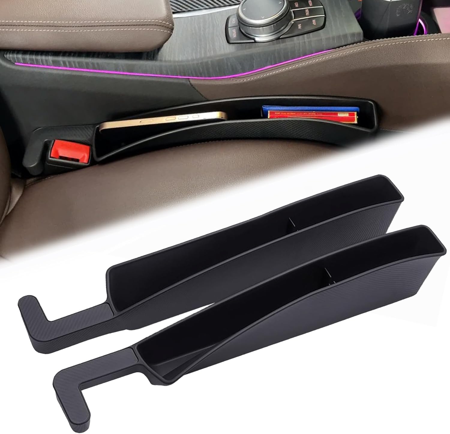 2 Packs Car Seat Gap Filler Organizer, Dual Slot Car Seat Gap Organizer, Gap Filler for Car
